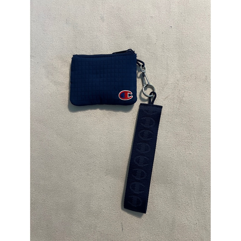 Champion Navy Blue Quilted Zip Pouch Wristlet Wallet NWOT